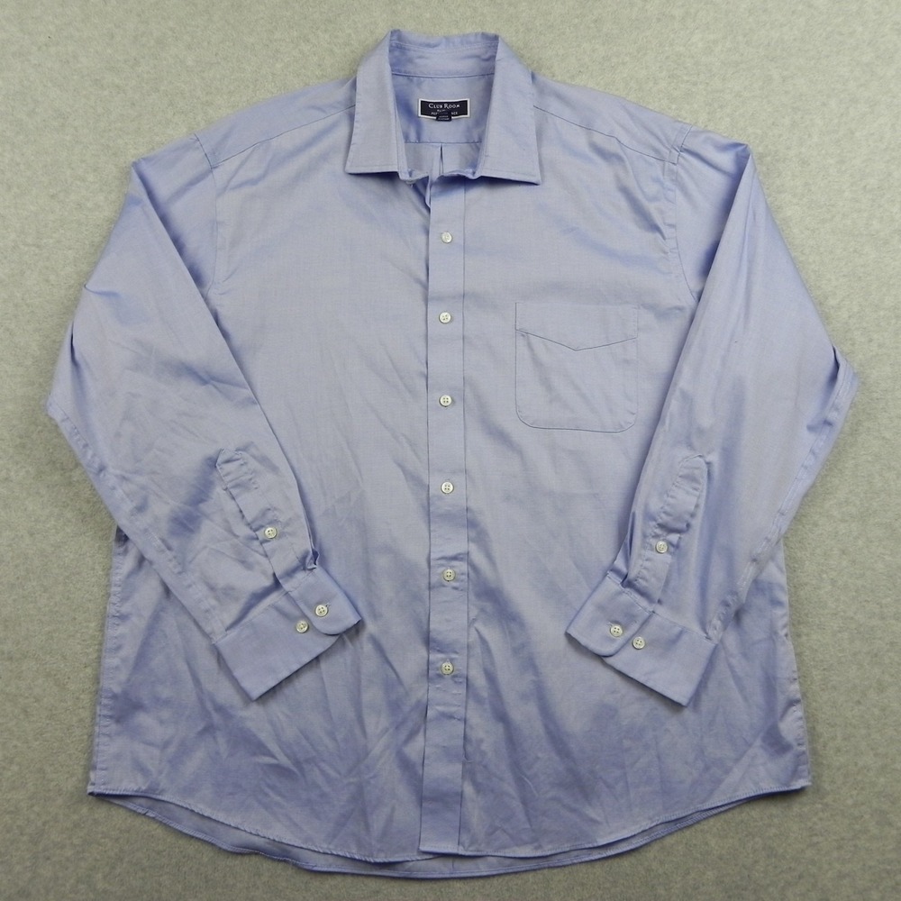 Club Room Shirt Mens 18 34/35 Slim Fit Performance Button Up Blue Long Sleeve
